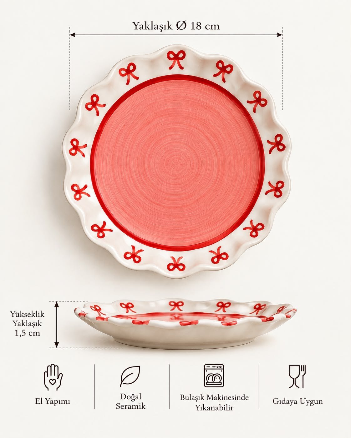 Bow plate dimensions: approx. Ø 18 cm, 1.5 cm high